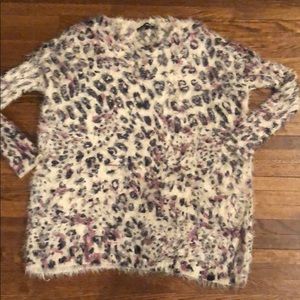 Foreign exchange animal print fur tunic sweater